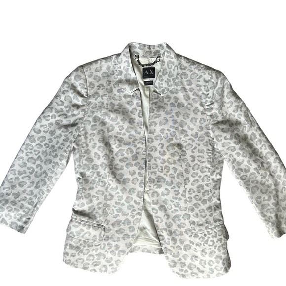 Armani Exchange animal printed women’s linen blend blazer size 4 - Picture 6 of 13